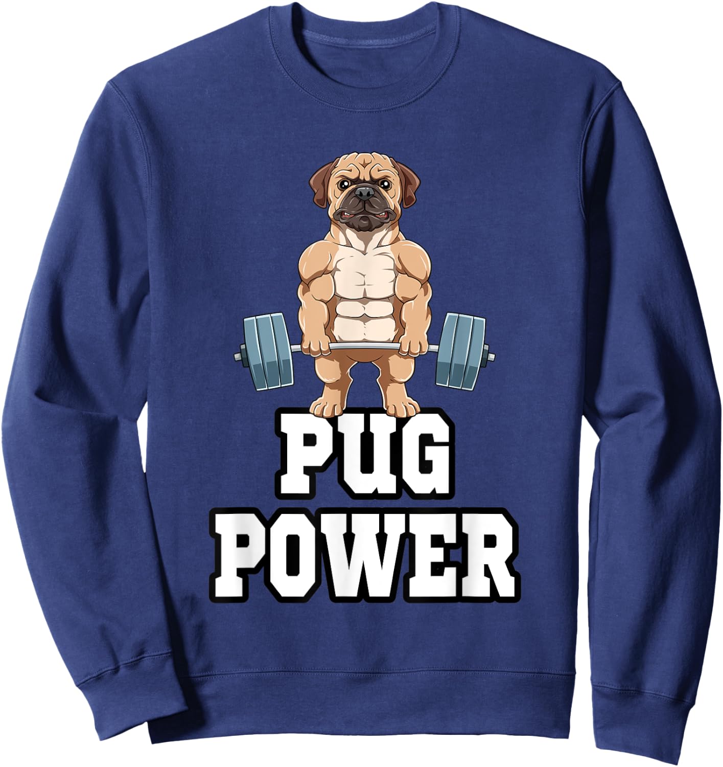 Pug Fitness Muscles Workout Weight Sweatshirt - Sweatshirt | Navy