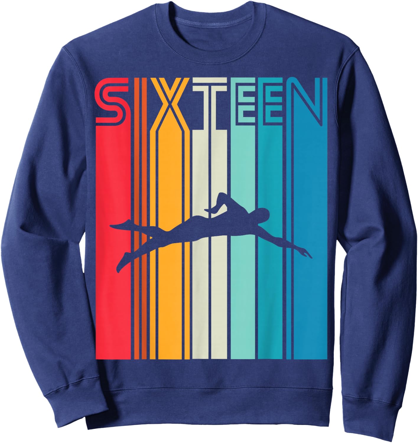 16th Birthday Gift Swimming Retro Swimmer Sweatshirt - Sweatshirt | Navy
