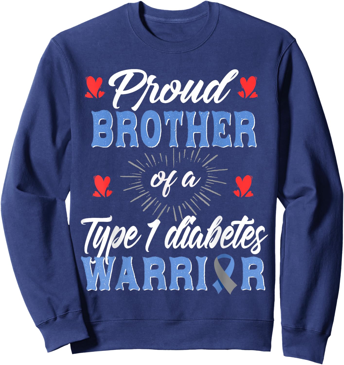 T1D Proud Brother Diabetes Awareness Type 1 Insulin Pancreas Sweatshirt - Sweatshirt | Navy