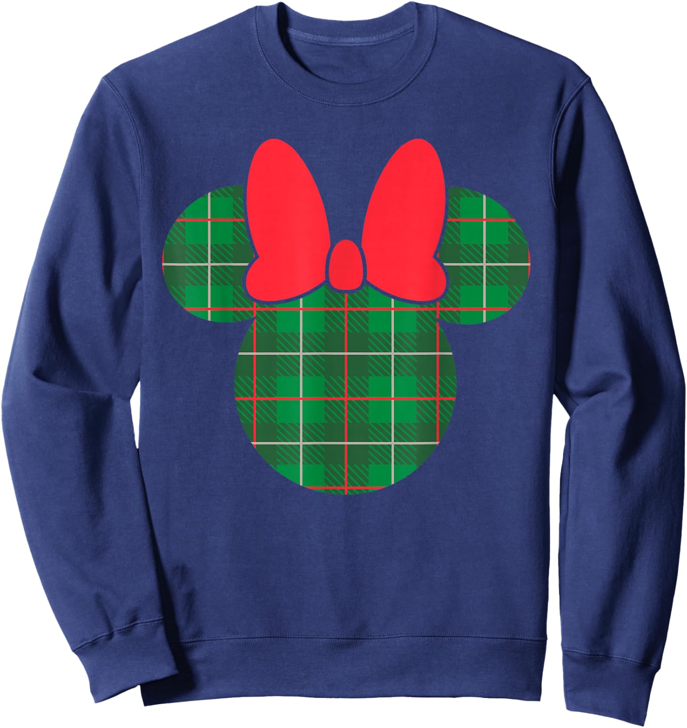 Disney Minnie Mouse Icon Green and Red Holiday Plaid Sweatshirt - Sweatshirt | Navy
