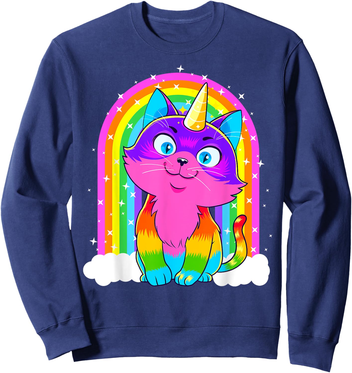Caticorn Unicorn Cat Rainbow Kittycorn Kitty Gift Girl Women Sweatshirt - Sweatshirt | Navy