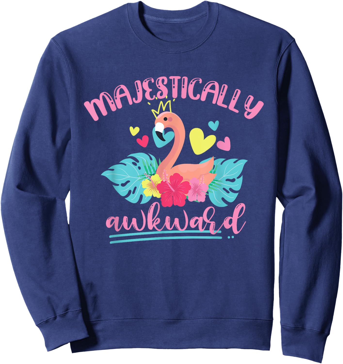 Majestically Awkward Flamingo Sweatshirt - Sweatshirt | Navy