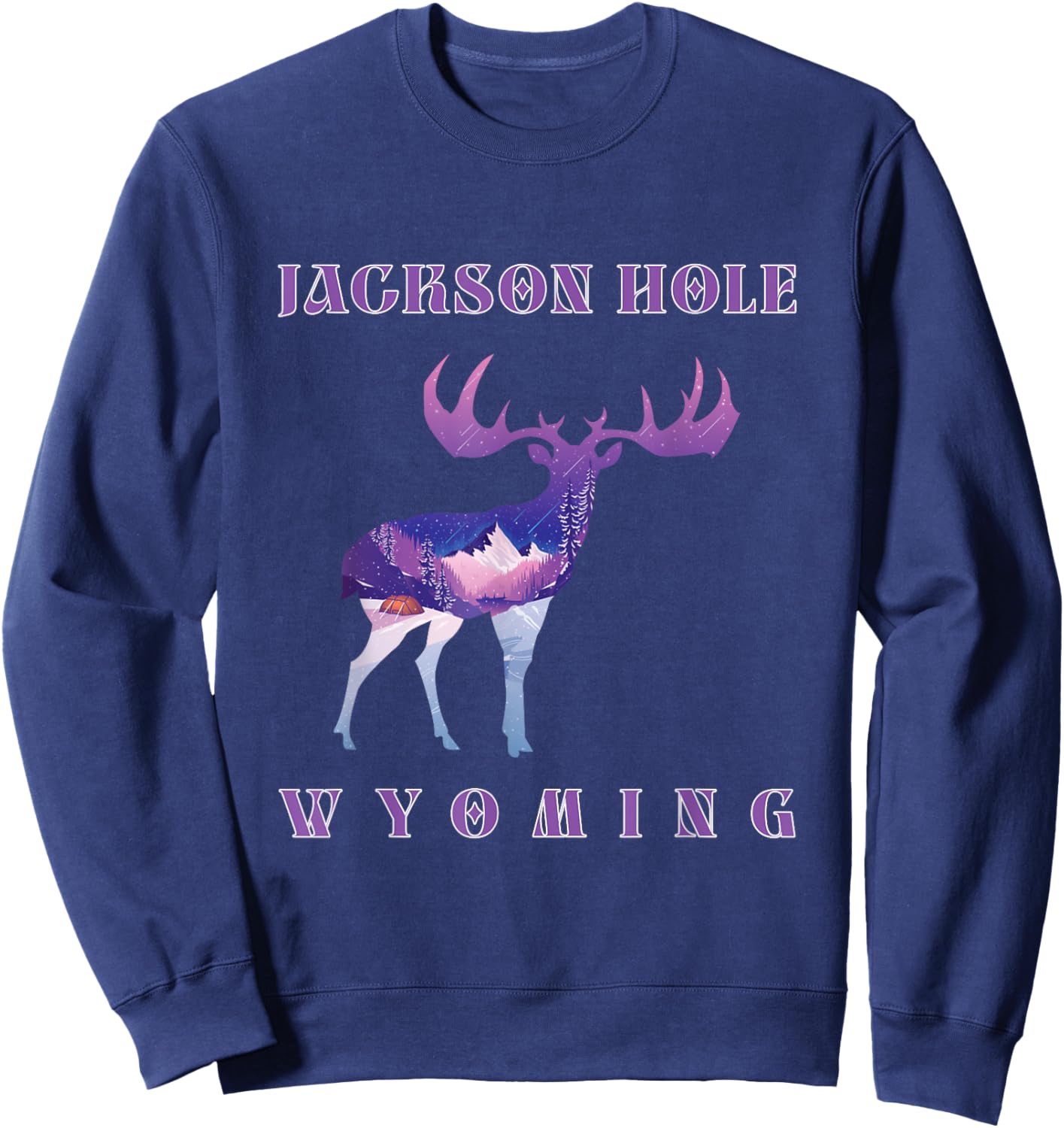 Mountain Landscape Inside A Moose Jackson Hole Wyoming Sweatshirt - Sweatshirt | Navy