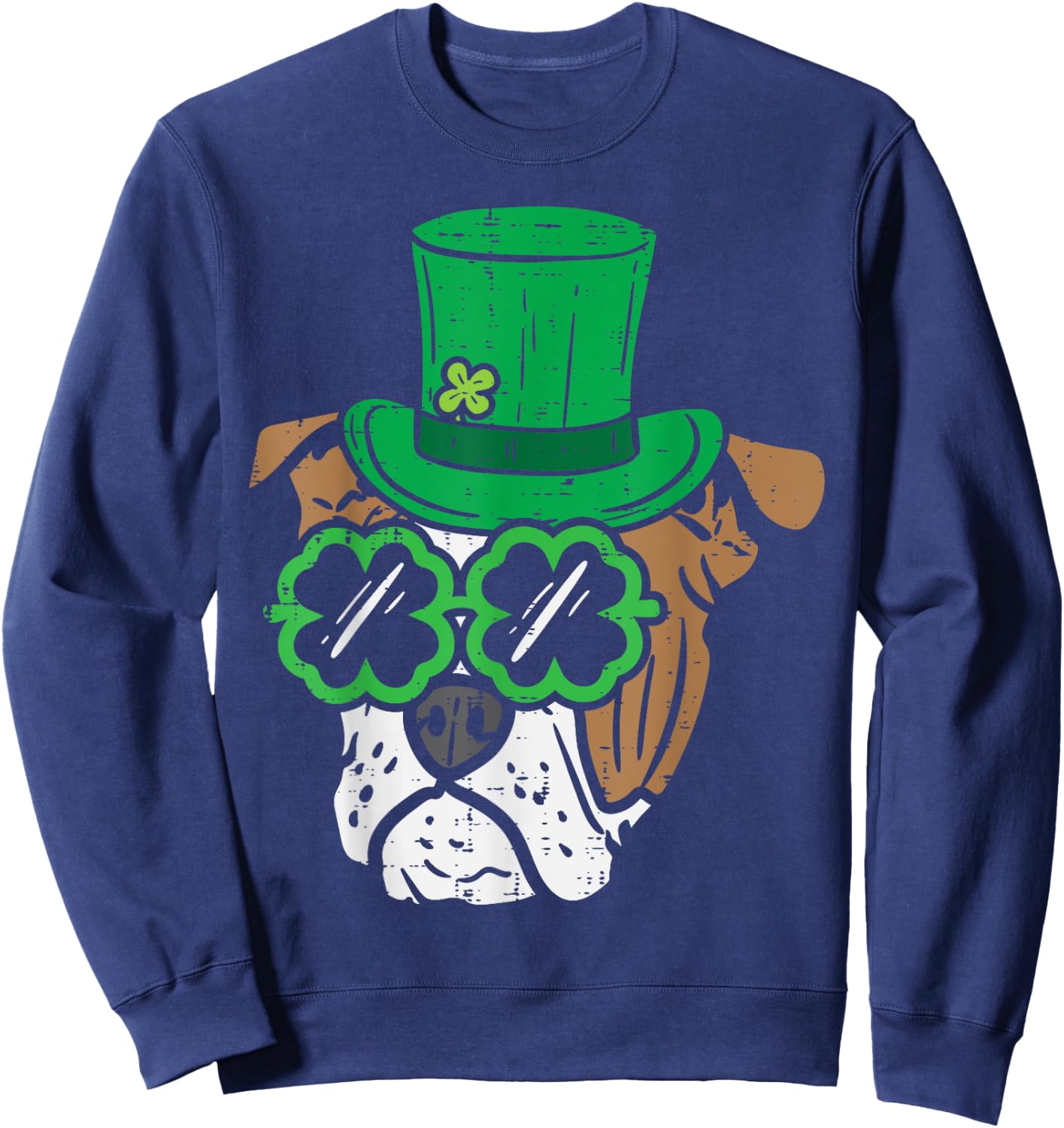 Leprechaun English Bulldog Shamrock St Patricks Day Dog Gift Sweatshirt - Sweatshirt | Navy
