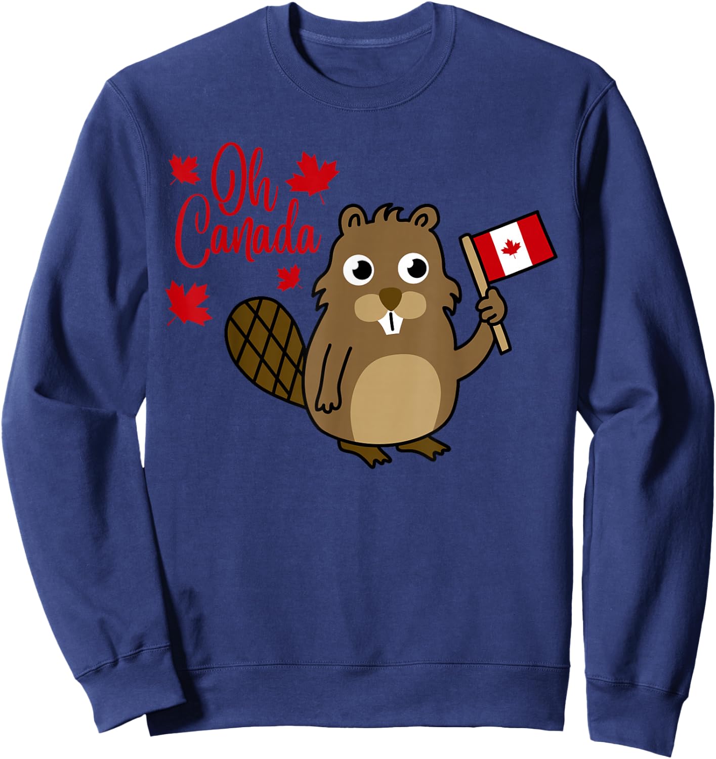 Happy Canada Day Shirt Funny Canadian Groundhog Flag Sweatshirt - Sweatshirt | Navy