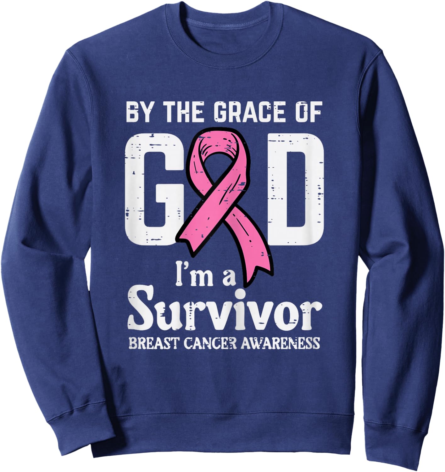 Grace Of God Breast Cancer Survivor Aware Christian Women Sweatshirt - Sweatshirt | Navy