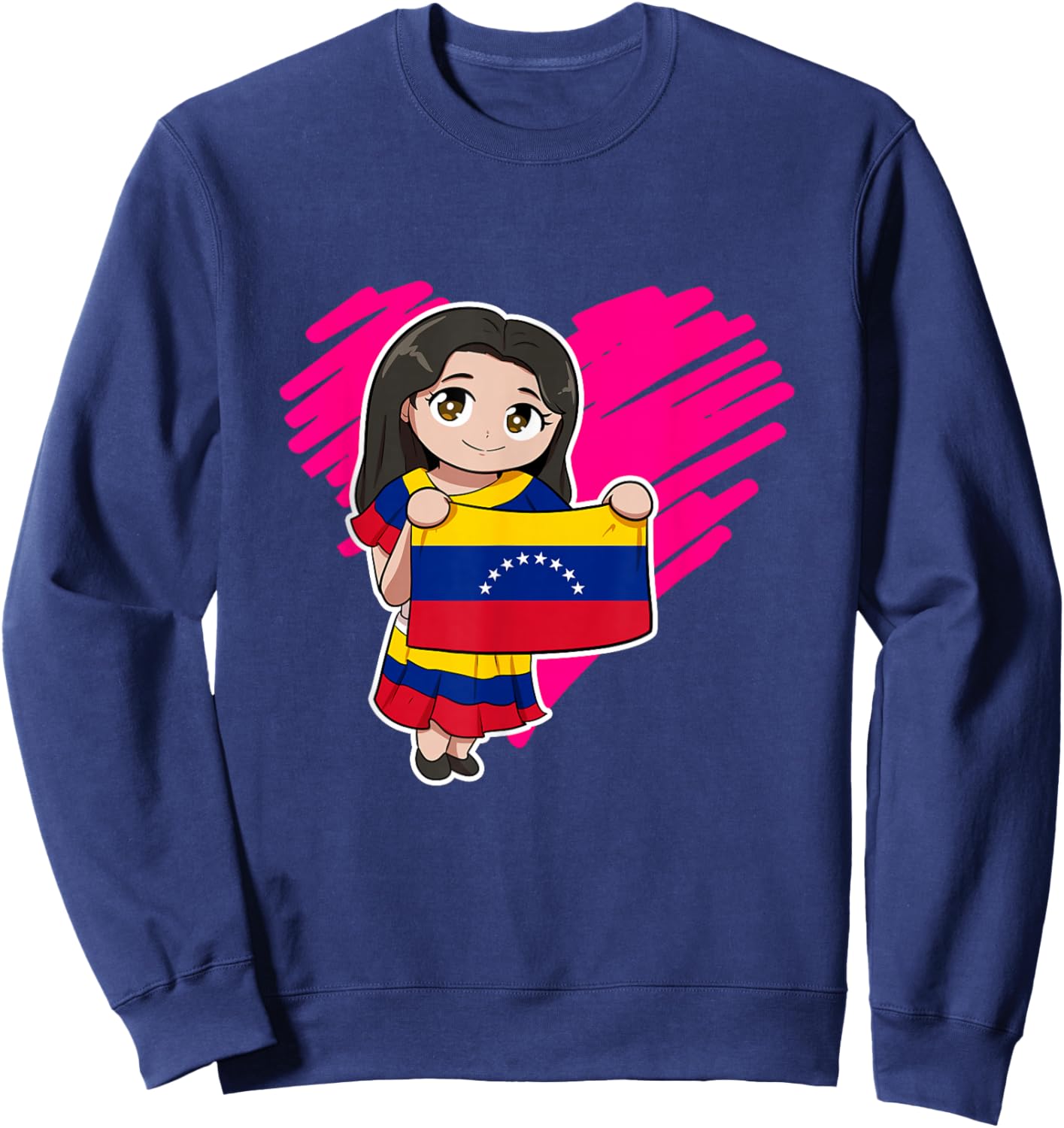 Venezuela Girl Venezuelan Flag Day Heart Sweatshirt - Sweatshirt | Navy