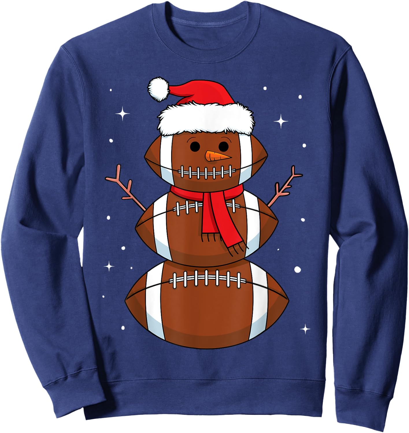 Santa Football Snowman Sports Ball Men Boys Christmas Sweatshirt - Sweatshirt | Navy