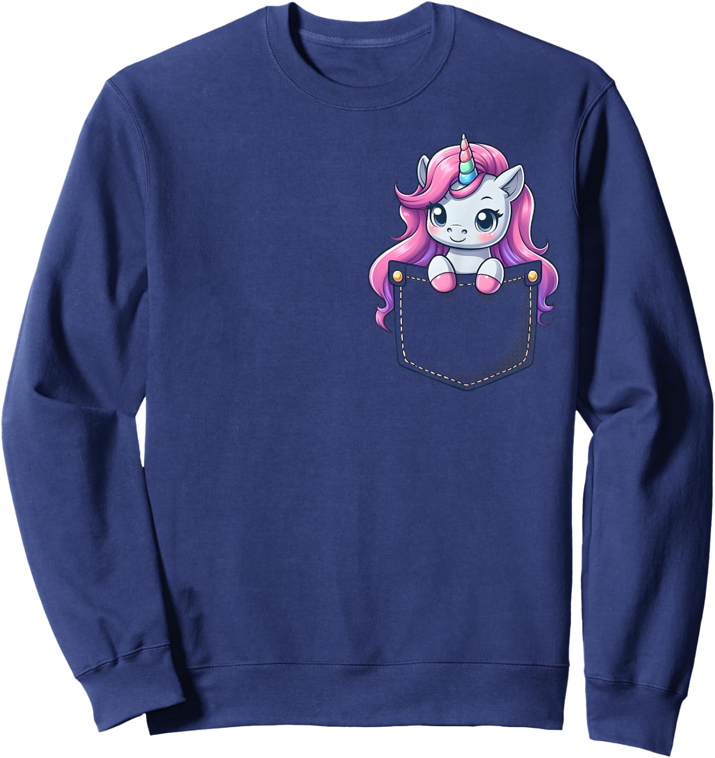 Majestic Unicorn in Pocket for Kids, Boys, Girls, Women Sweatshirt - Sweatshirt | Navy