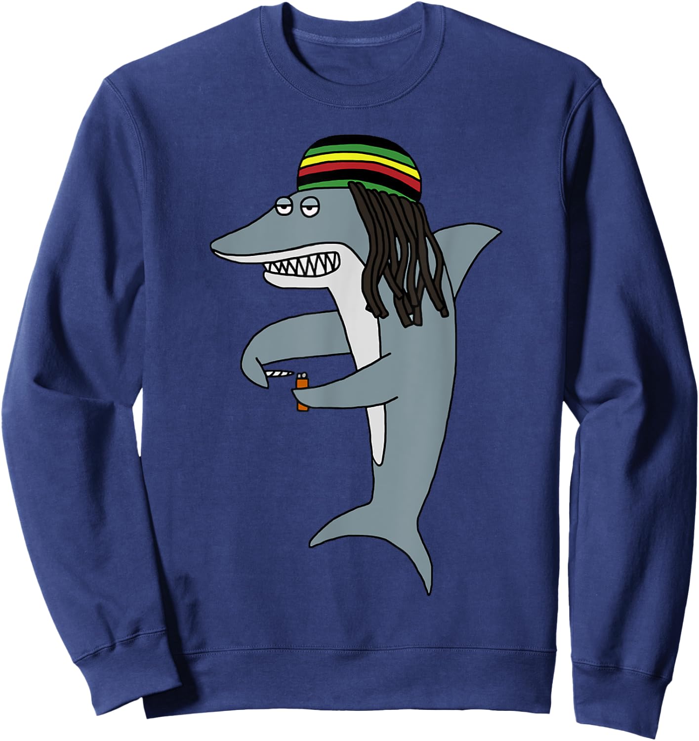Reggae Shark Funny Dreadlock Rasta Sweatshirt - Sweatshirt | Navy