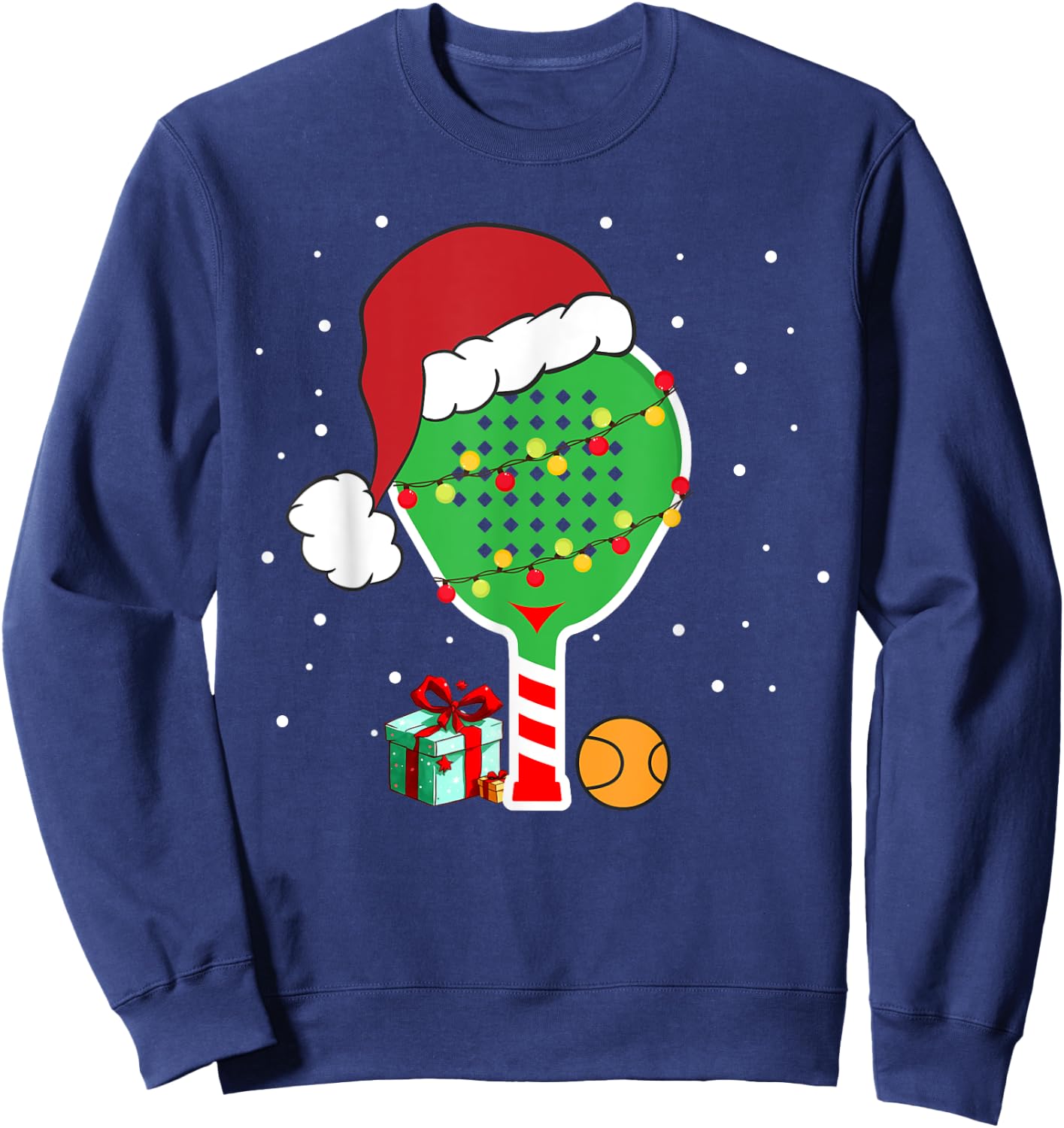 Padel Paddle Tennis Racquet Ball Christmas Santa Hat Funny Sweatshirt - Sweatshirt | Navy