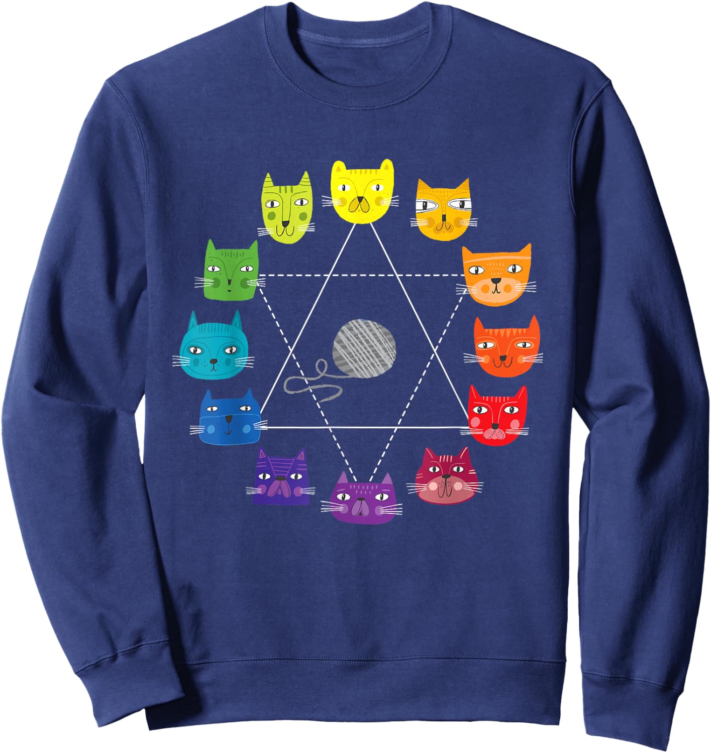 Cat Themed Artist Color Wheel Educational Art Teacher Men Women Kids Sweatshirt - Sweatshirt | Navy