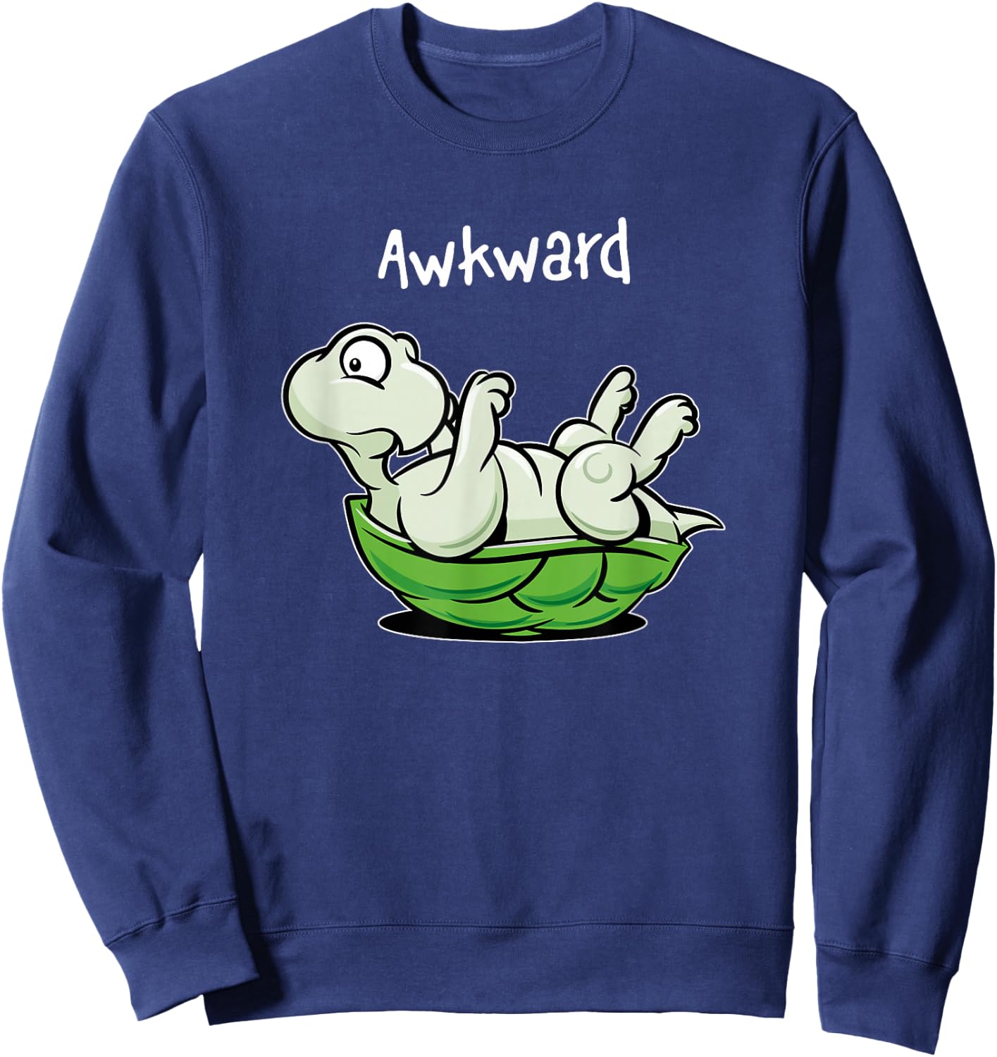 Awkward Upside Down Turtle Cute Cartoonish Funny Sweatshirt - Sweatshirt | Navy