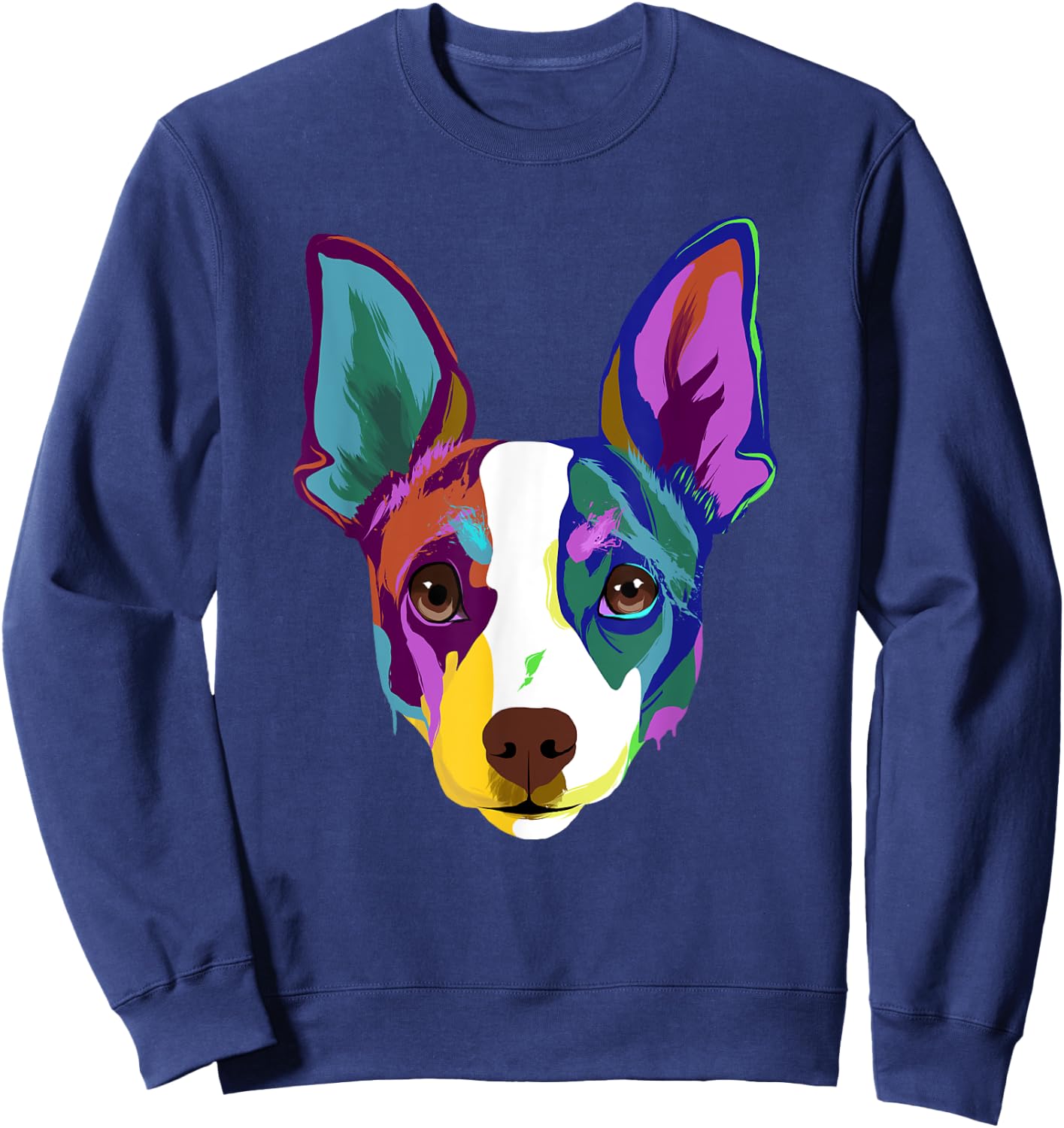 Colorful Splash Art Dog Rat Terrier Sweatshirt - Sweatshirt | Navy