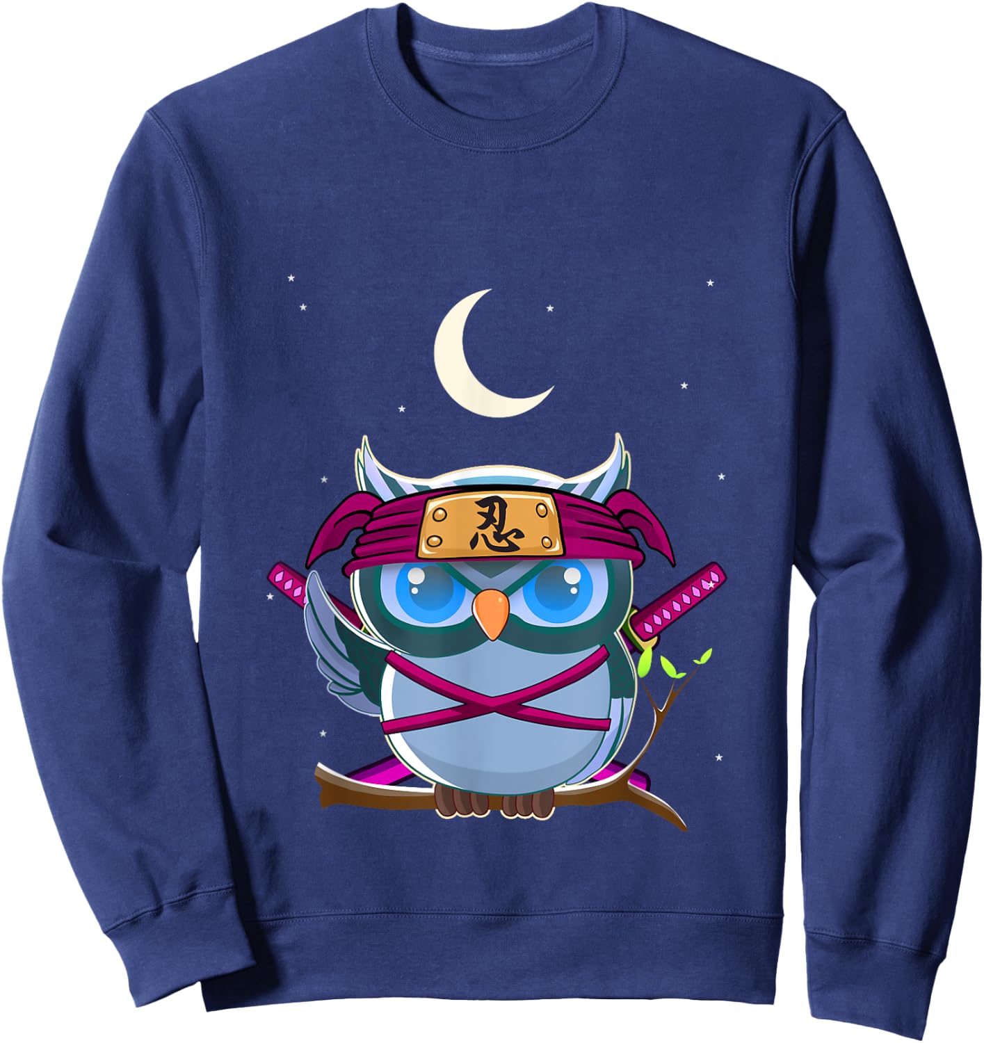 Ninja Owl Cute Japanese Anime Easy Halloween Costume Sweatshirt - Sweatshirt | Navy