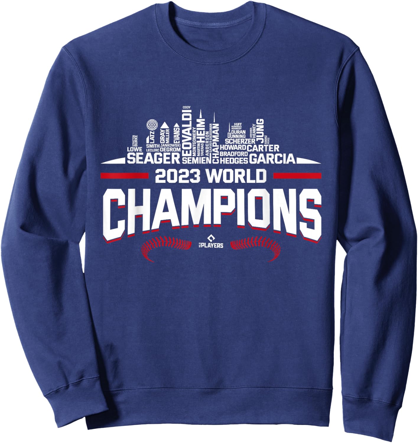 2023 World Champions Adolis Garcia Texas MLBPA Sweatshirt - Sweatshirt | Navy