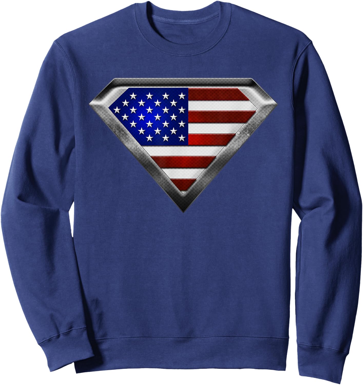 Super USA Flag Superhero Patriotic American Flag Sweatshirt - Sweatshirt | Navy