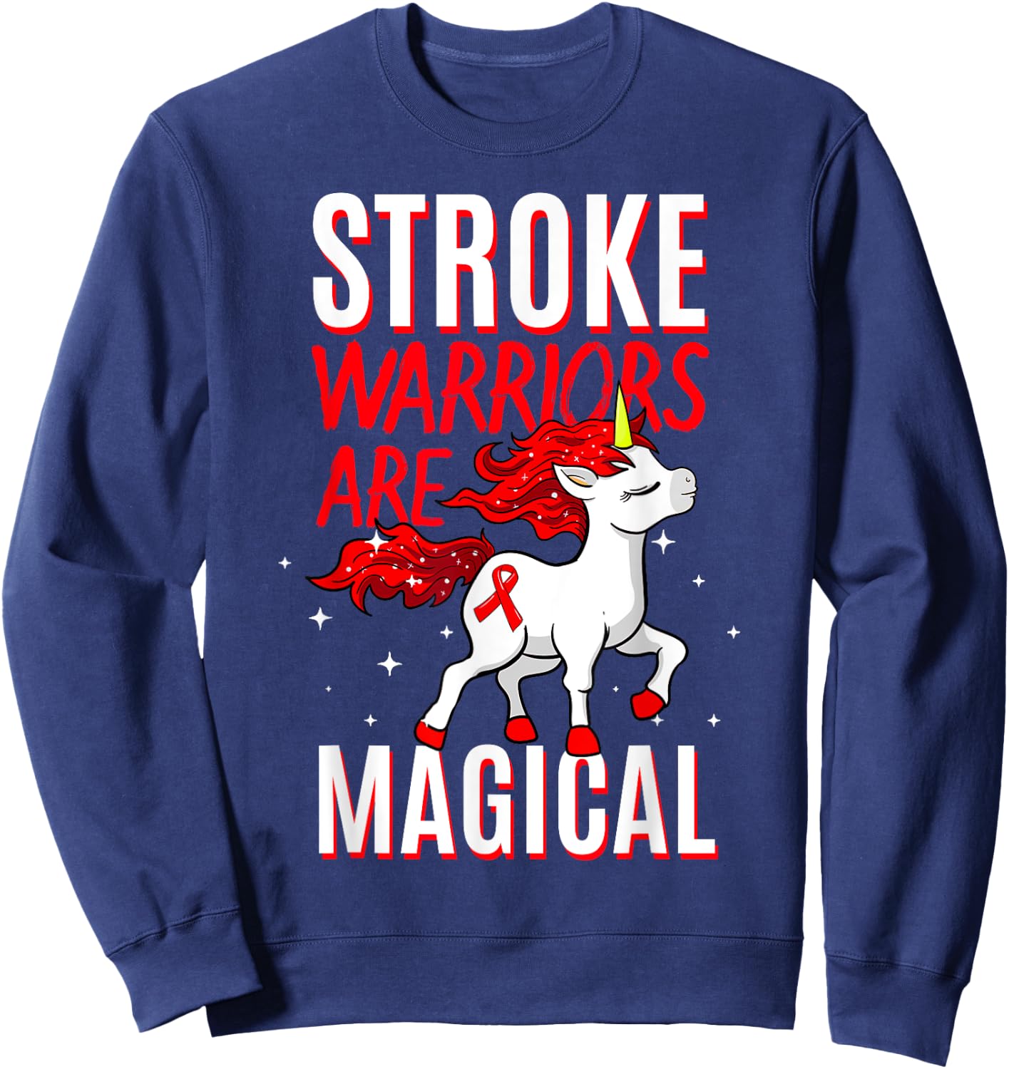 Stroke Warrior Transient Ischemic Attack Red Ribbon Obesity Sweatshirt - Sweatshirt | Navy