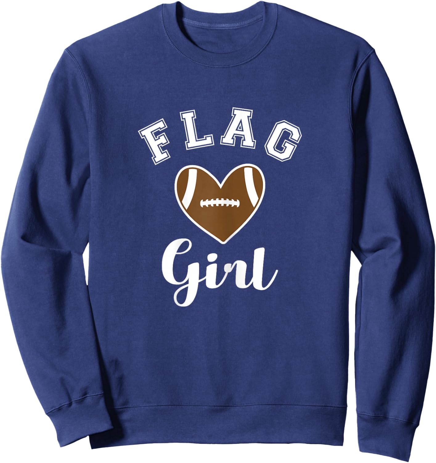 Flag Football Flag Girl Heart Sweatshirt - Sweatshirt | Navy