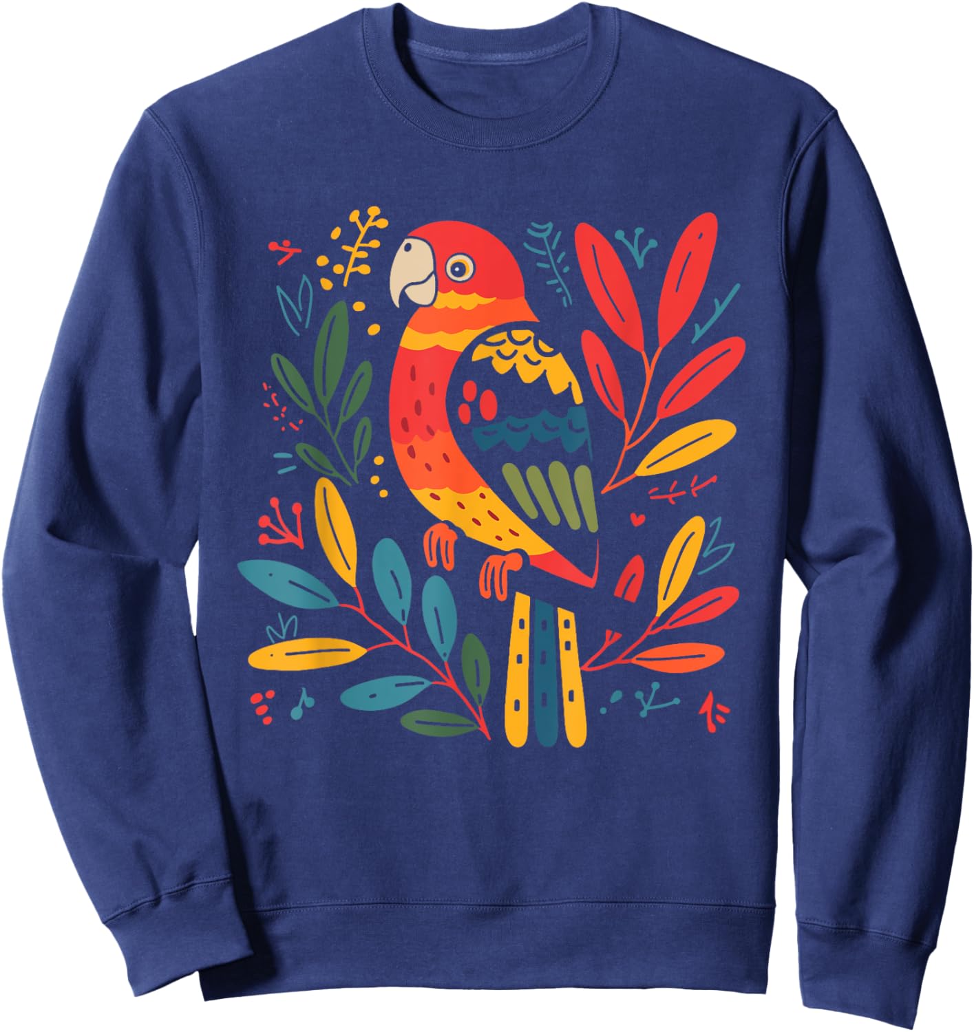 Parrot Folk Art Sweatshirt - Sweatshirt | Navy