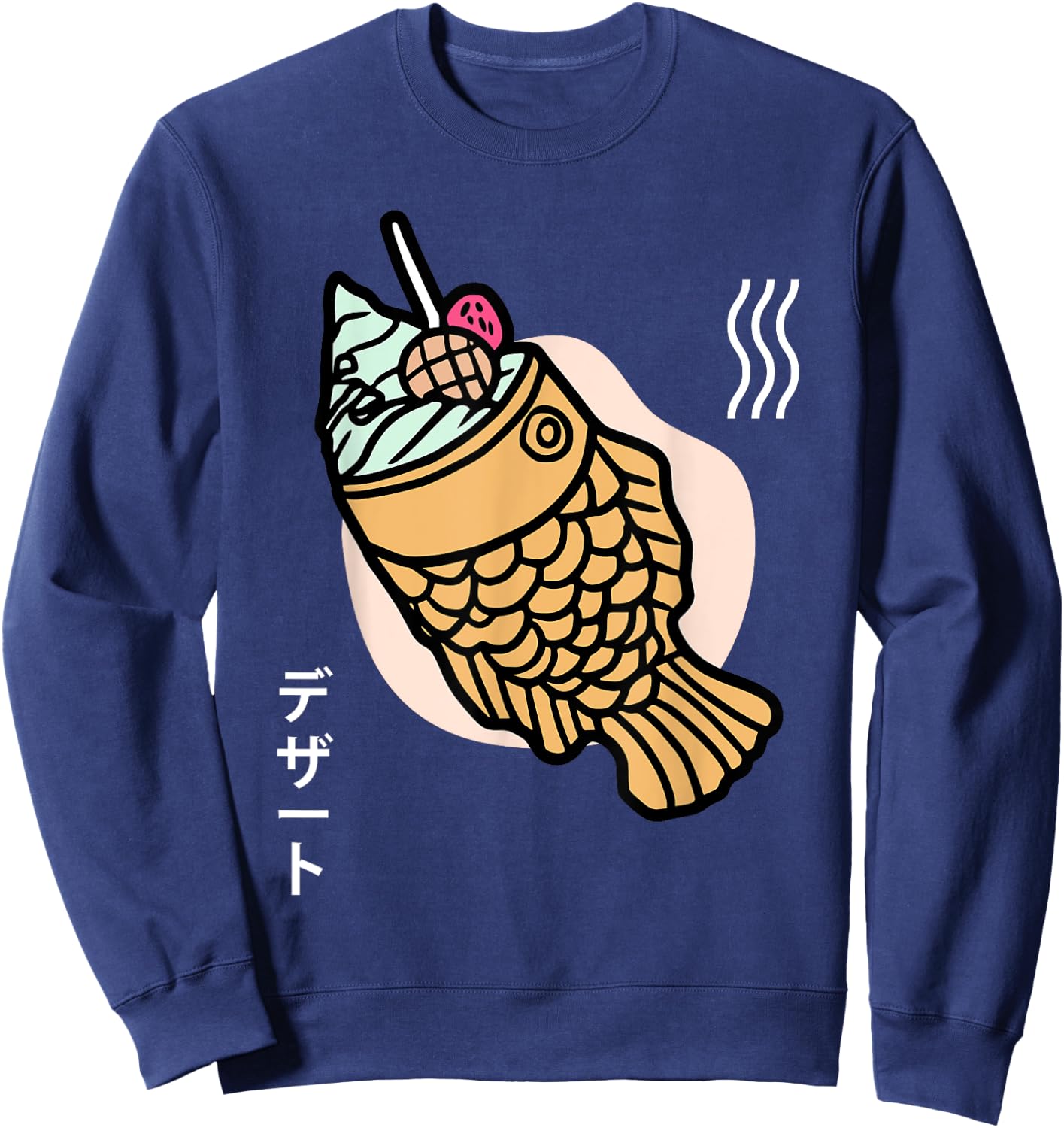 Taiyaki Japanese Ice Cream Desert Fish Shaped Cake Sweatshirt - Sweatshirt | Navy