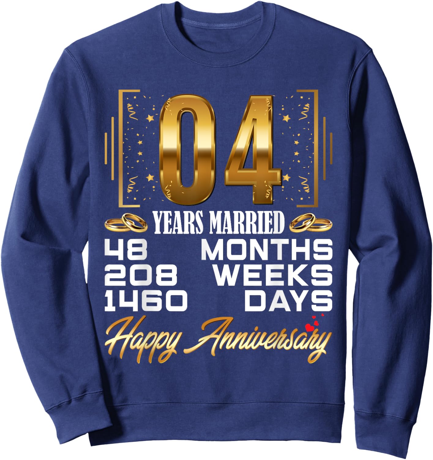 4 Years Married - Funny 4th Wedding Anniversary Sweatshirt - Sweatshirt | Navy