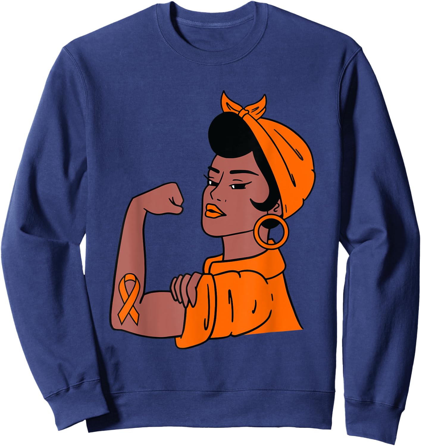Endometrial Cancer Awareness Peach Ribbon Support Women Gift Sweatshirt - Sweatshirt | Navy
