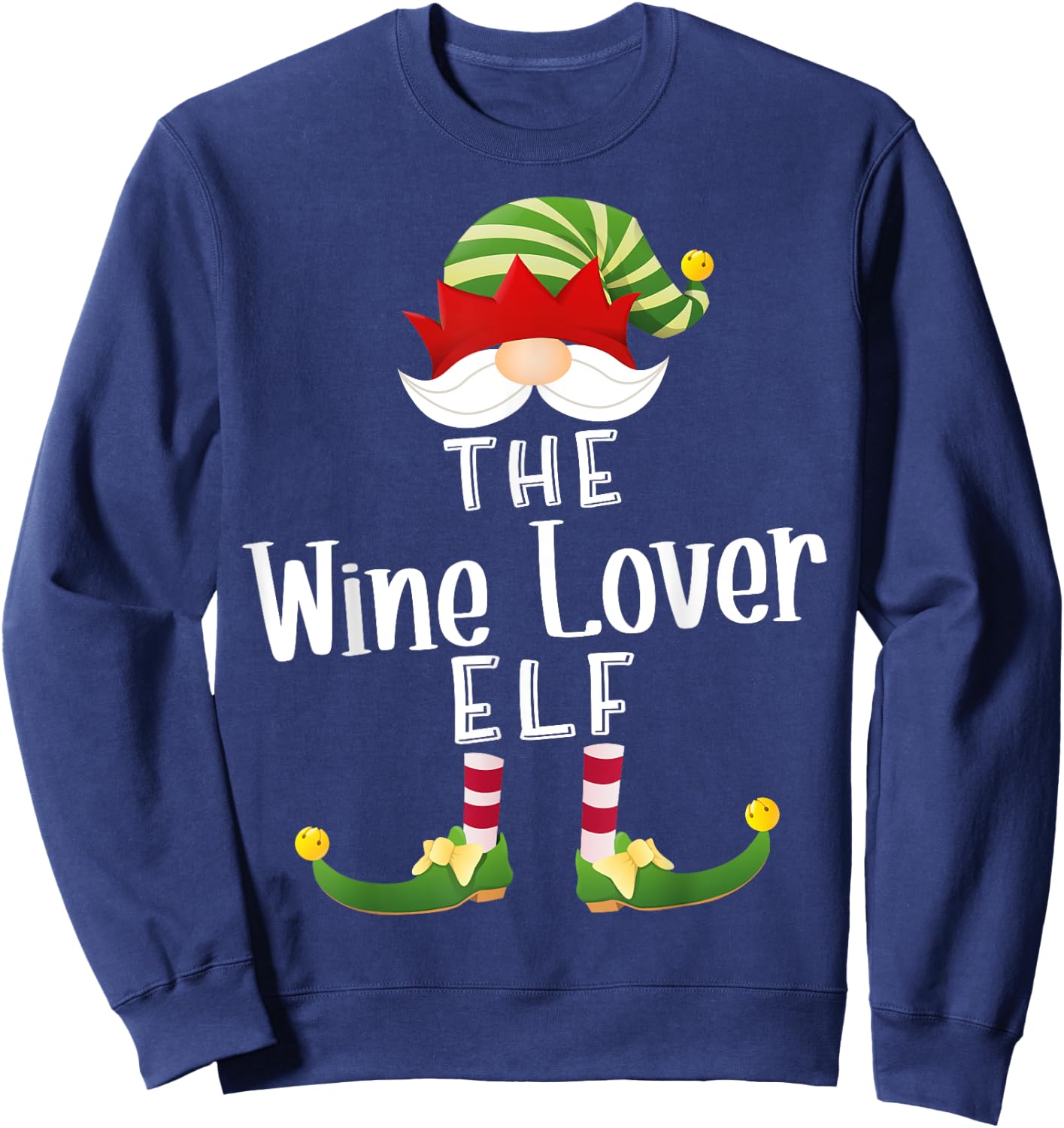 Wine Lover Elf Group Christmas Funny Pajama Party Sweatshirt - Sweatshirt | Navy