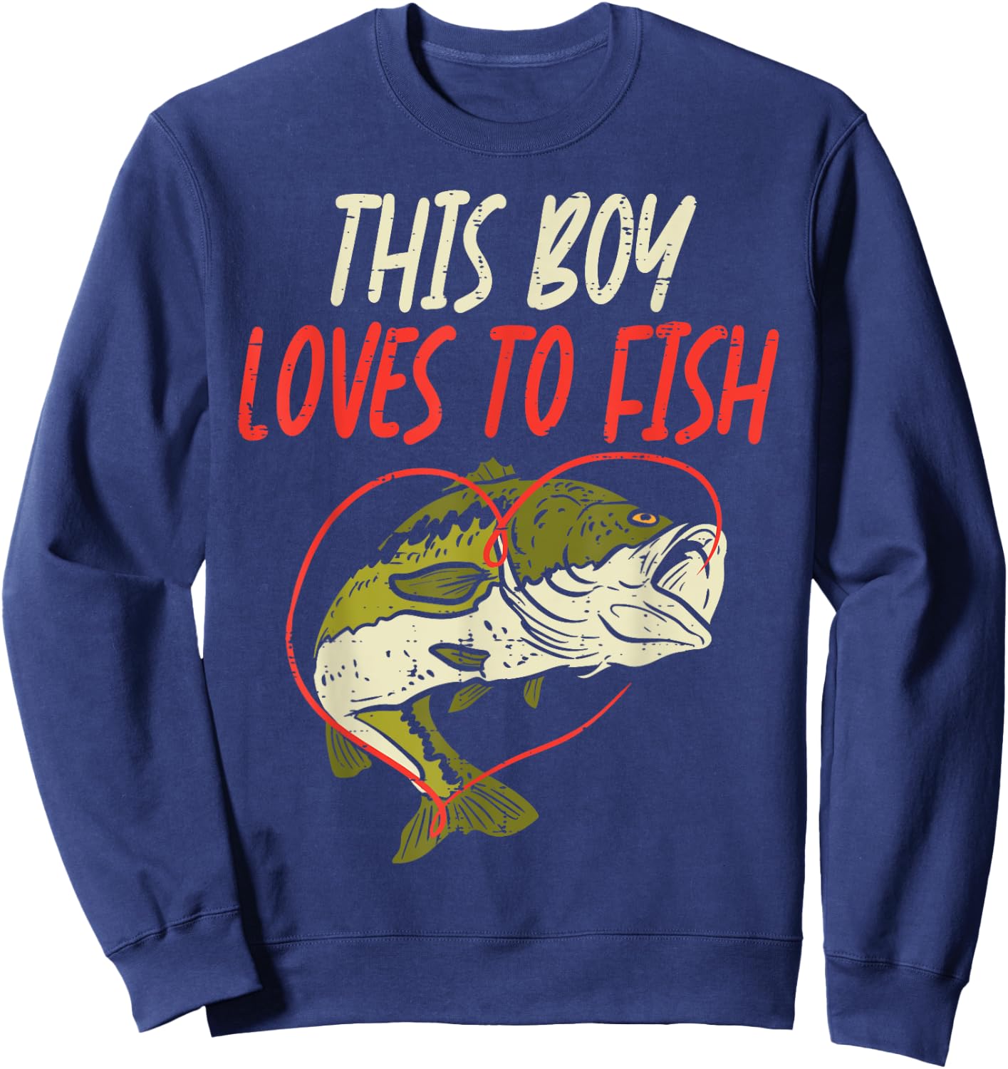 This Boy Loves To Fish Bass Fishing Family Matching Men Gift Sweatshirt - Sweatshirt | Navy