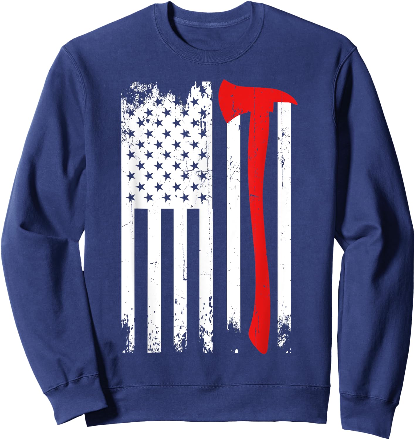 Firefighter Patriotic Fireman Firefighting Rescuer Volunteer Sweatshirt - Sweatshirt | Navy
