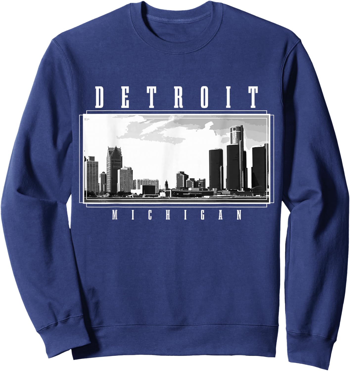 Detroit Skyline Michigan Pride Vintage Detroit Sweatshirt - Sweatshirt | Navy