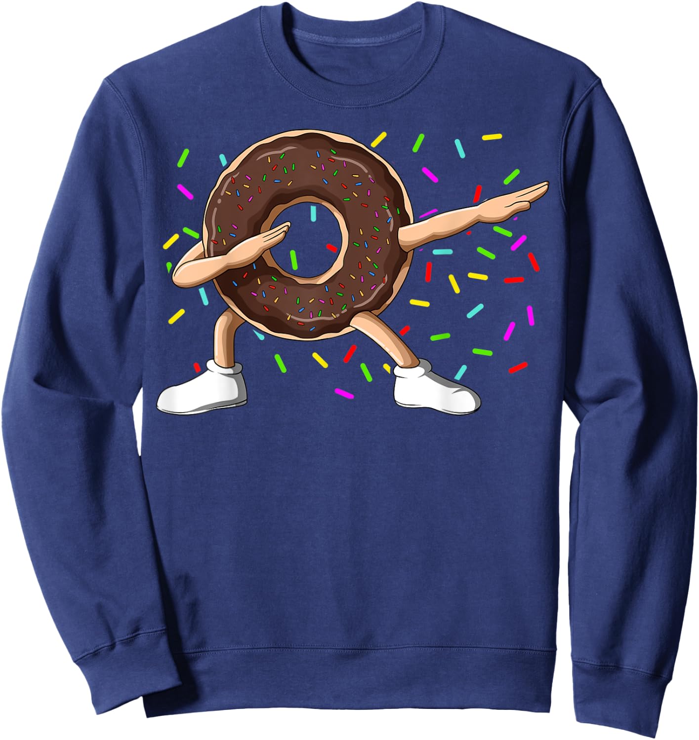 Dabbing Donut With Sprinkles Dabbing Chocolate Donut Dab Sweatshirt - Sweatshirt | Navy
