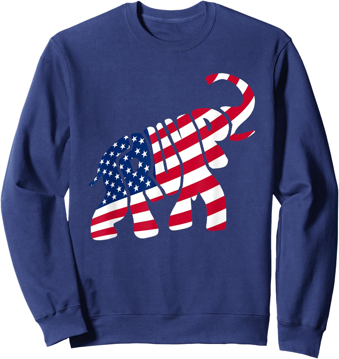 Cute Trump Gift | Proud American Flag Elephant Women Sweatshirt - Sweatshirt | Navy