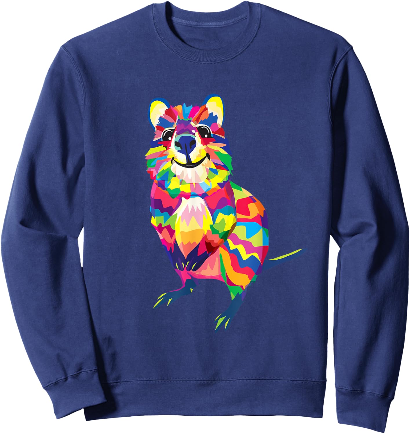 Australian Quokka Marsupial Geometric Happy Animal Sweatshirt - Sweatshirt | Navy
