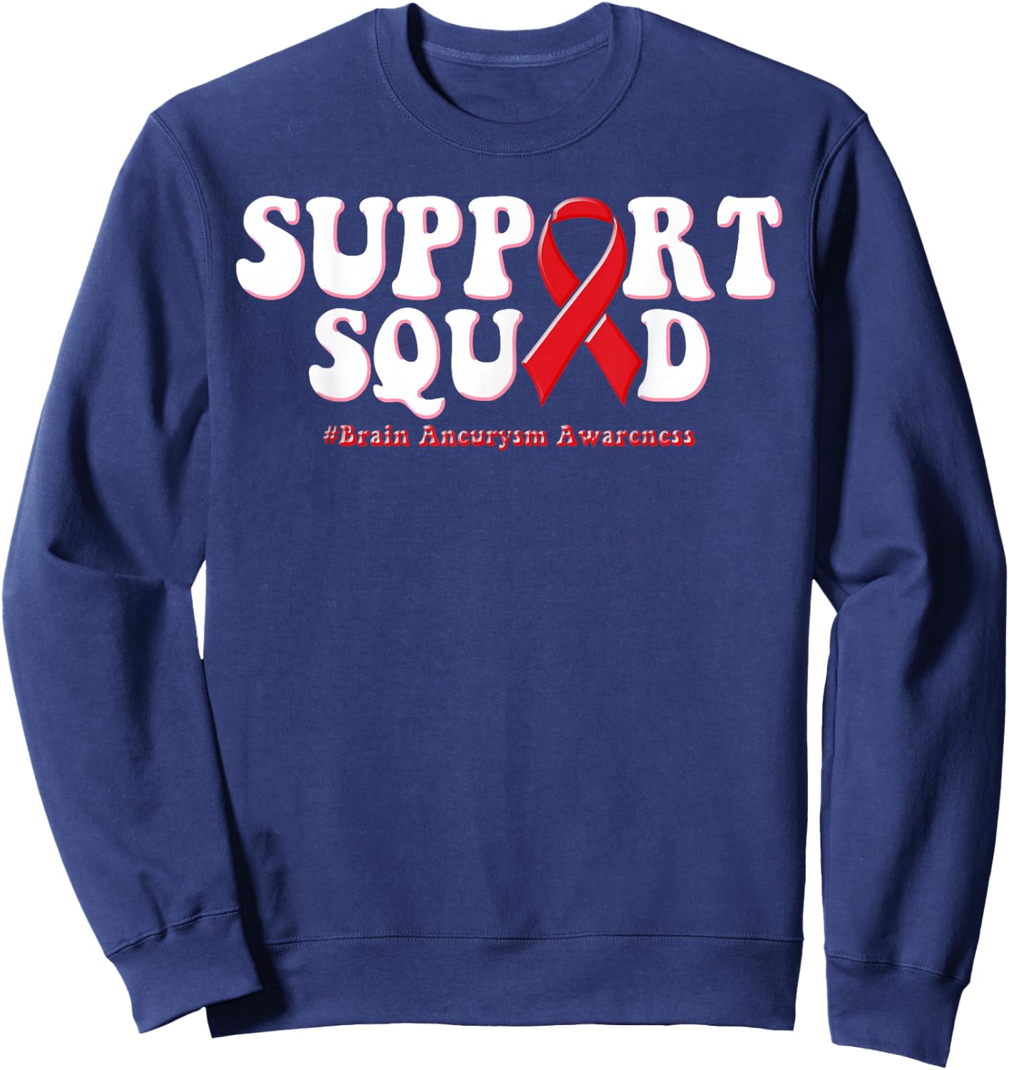 Retro Groovy Support Squad Brain Aneurysm Awareness Sweatshirt - Sweatshirt | Navy