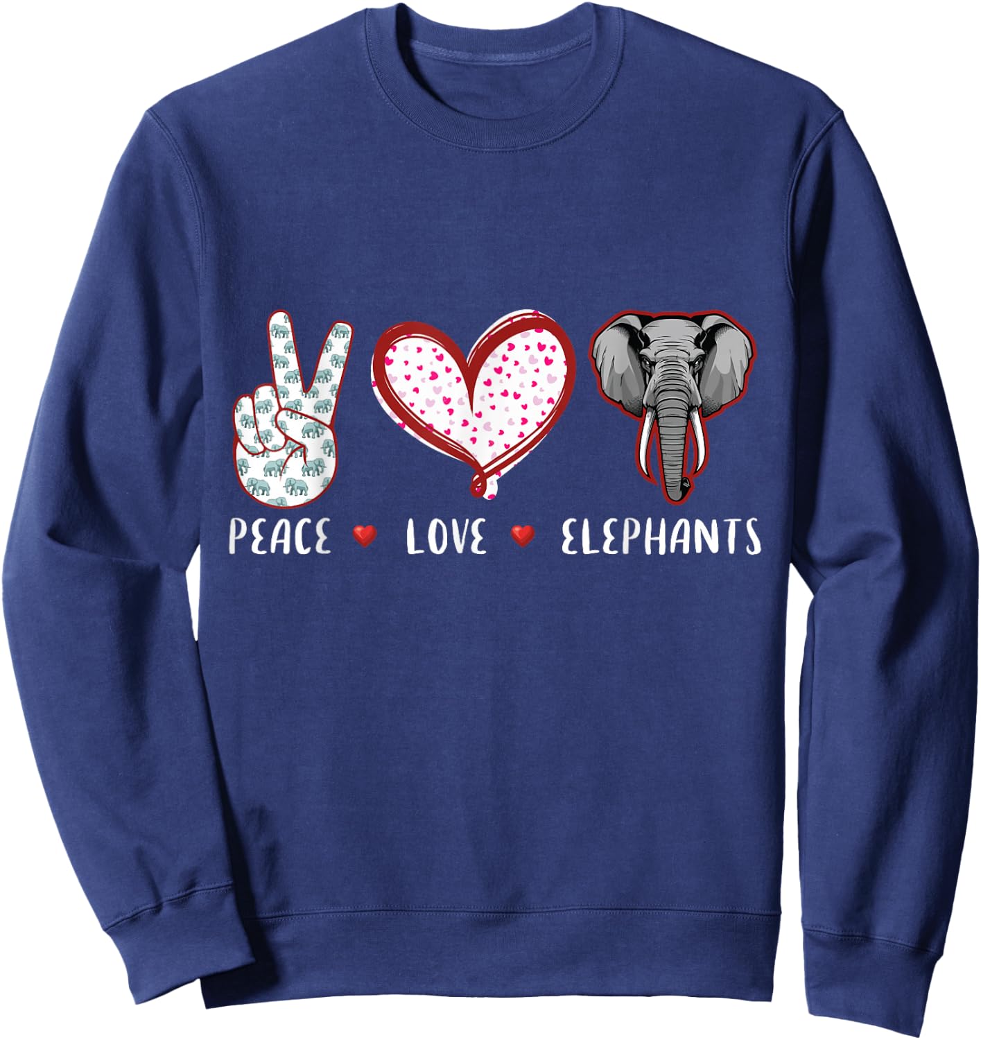 Love of Peace Elephant Gifts Women Children Sweatshirt - Sweatshirt | Navy