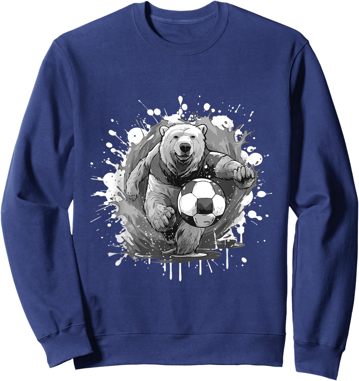 Polar Bear Playing Soccer Sports Team Animal Sweatshirt - Sweatshirt | Navy