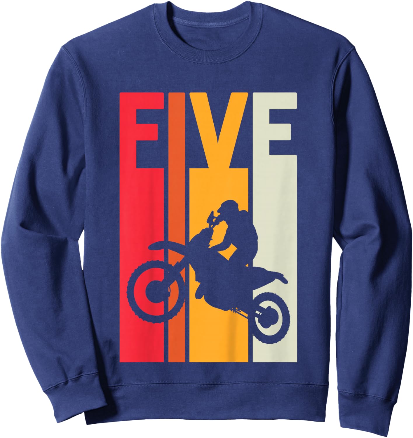 5th Birthday Retro Motocross 5 Years Boys Girl Dirt Bike Sweatshirt - Sweatshirt | Navy