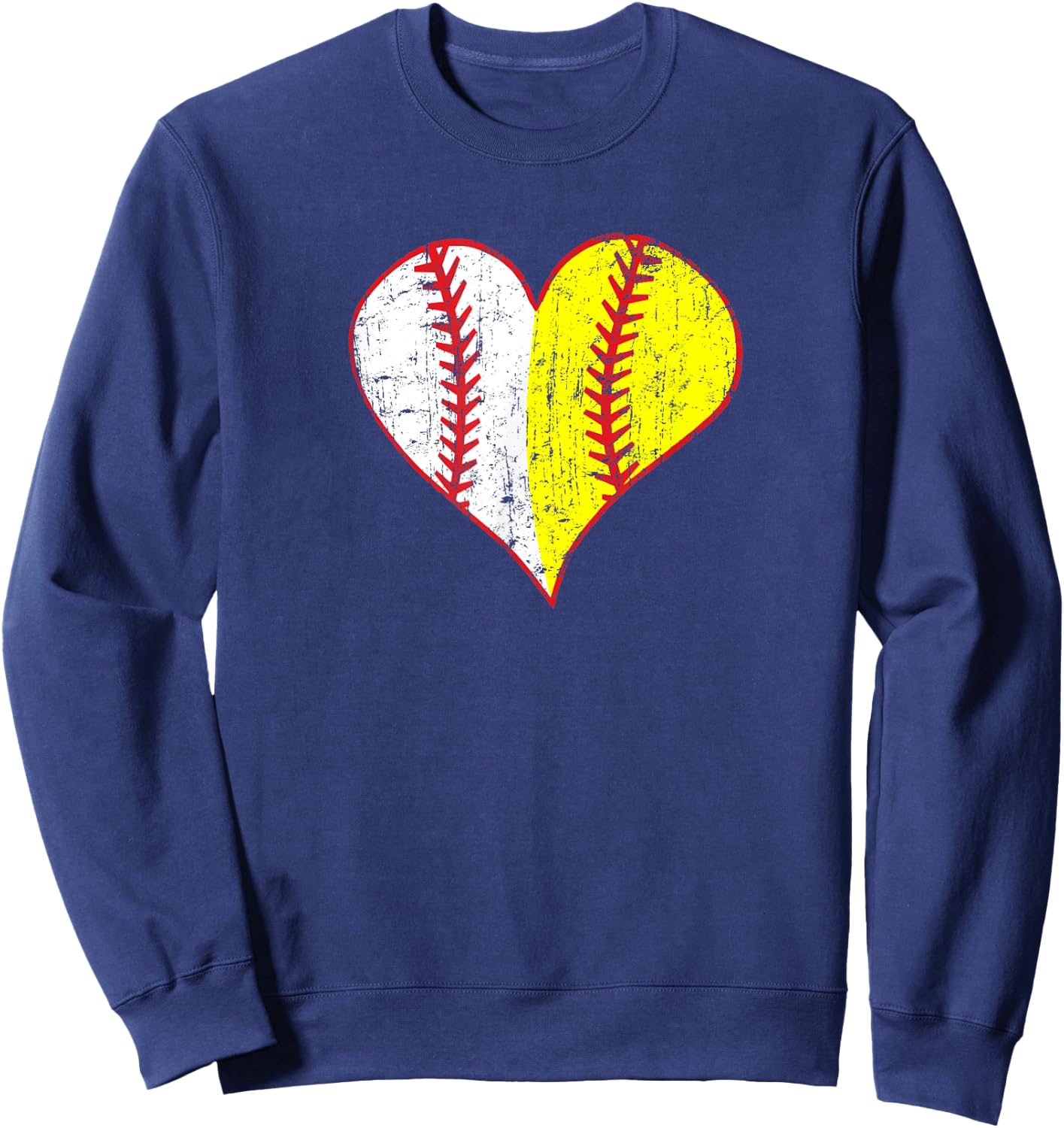 Cute Love Baseball Fast Pitch Softball Heart Baseball Mom Sweatshirt - Sweatshirt | Navy