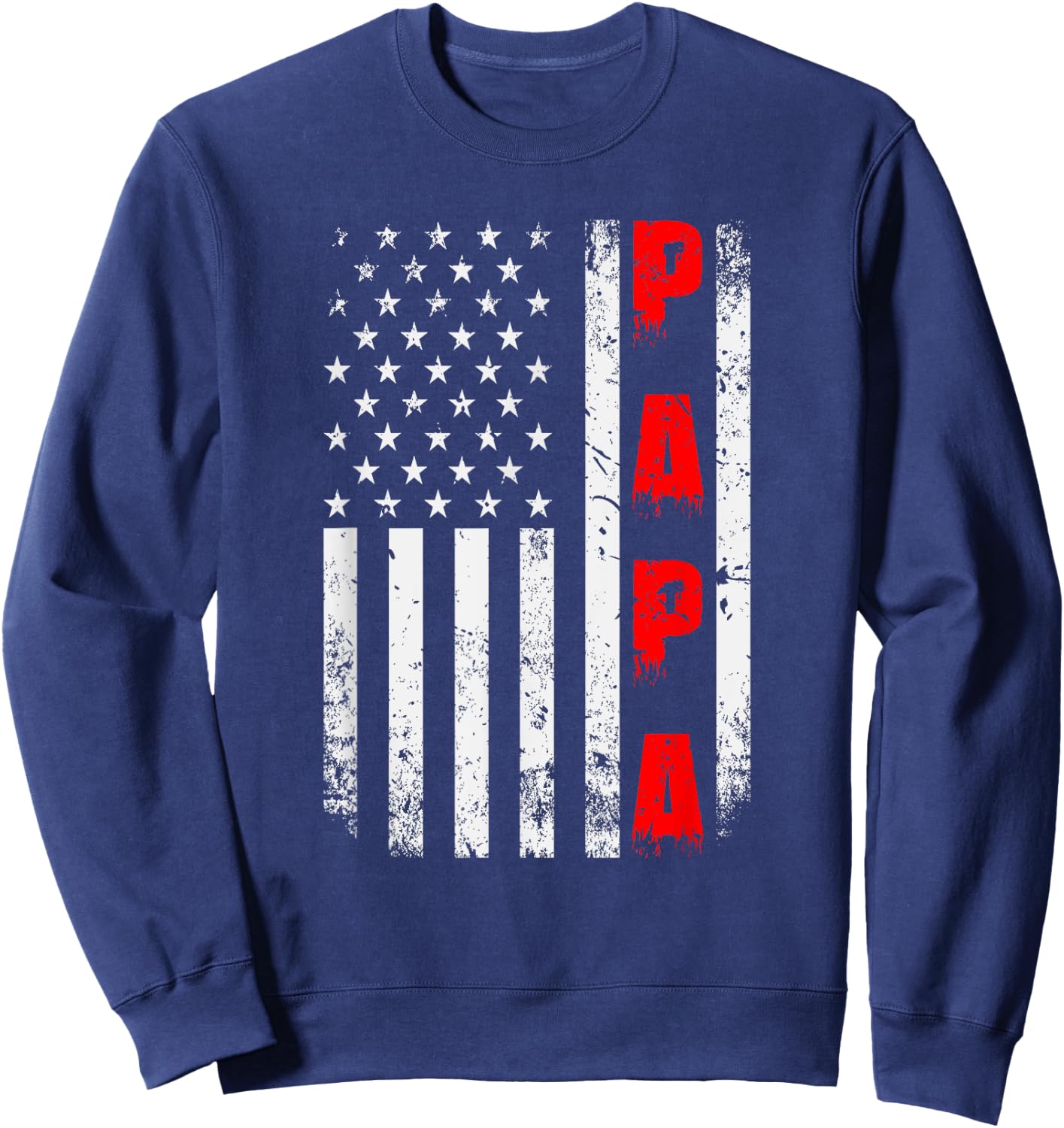 US Flag Papa Father Sweatshirt - Sweatshirt | Navy