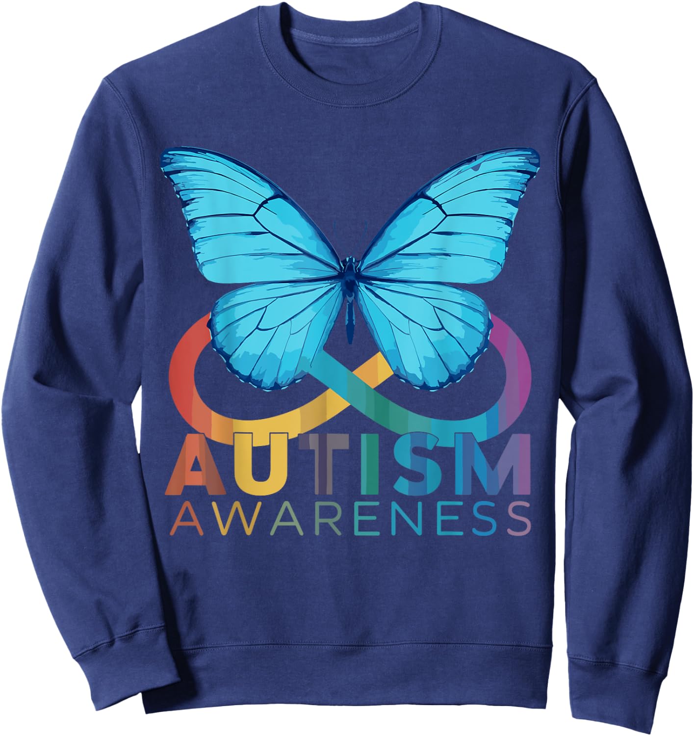 Butterfly Blue For Autism Awareness Month Sweatshirt - Sweatshirt | Navy