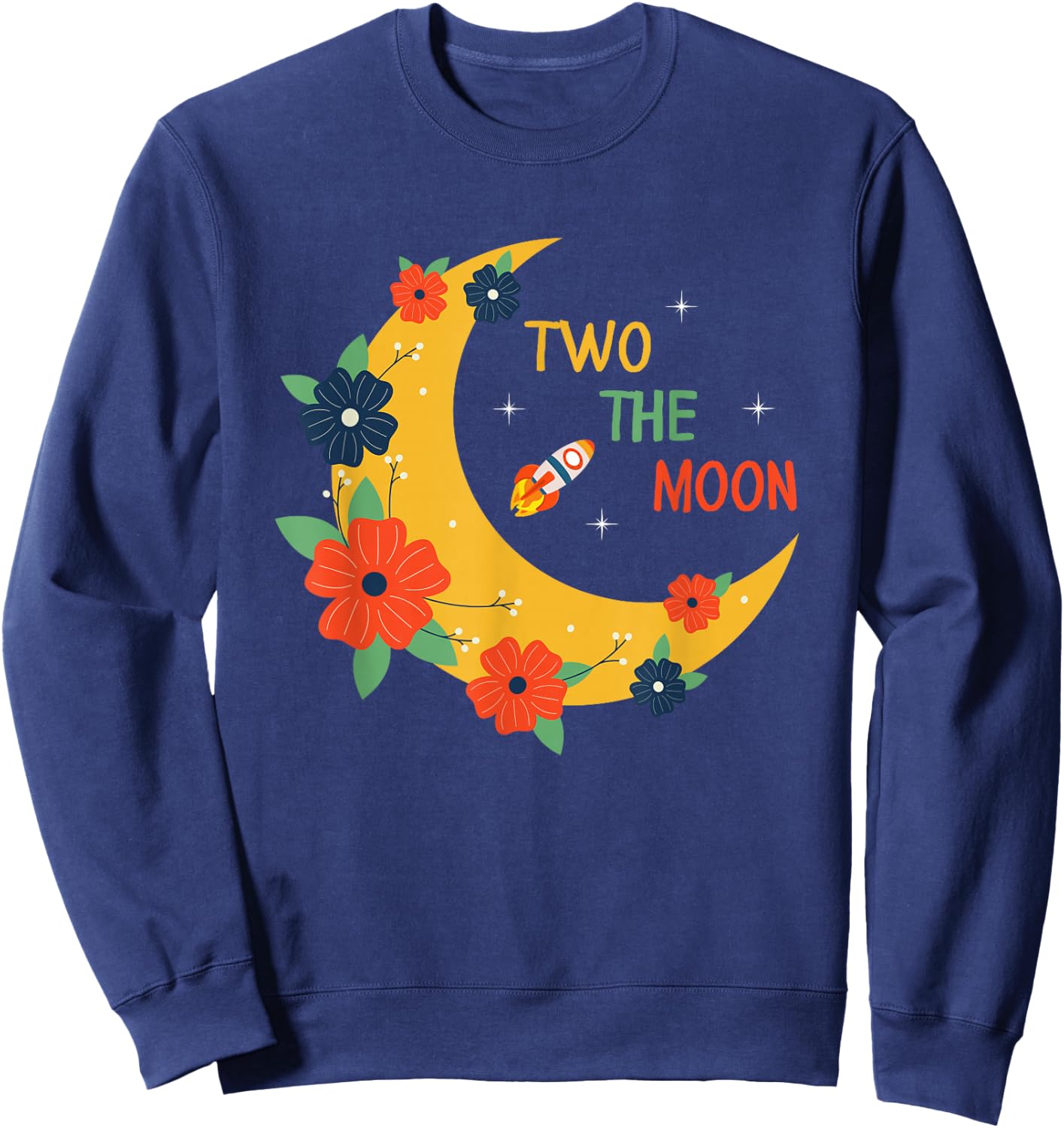 Girl's Two the Moon Shirt - Toddler 2nd Birthday Gift Sweatshirt - Sweatshirt | Navy