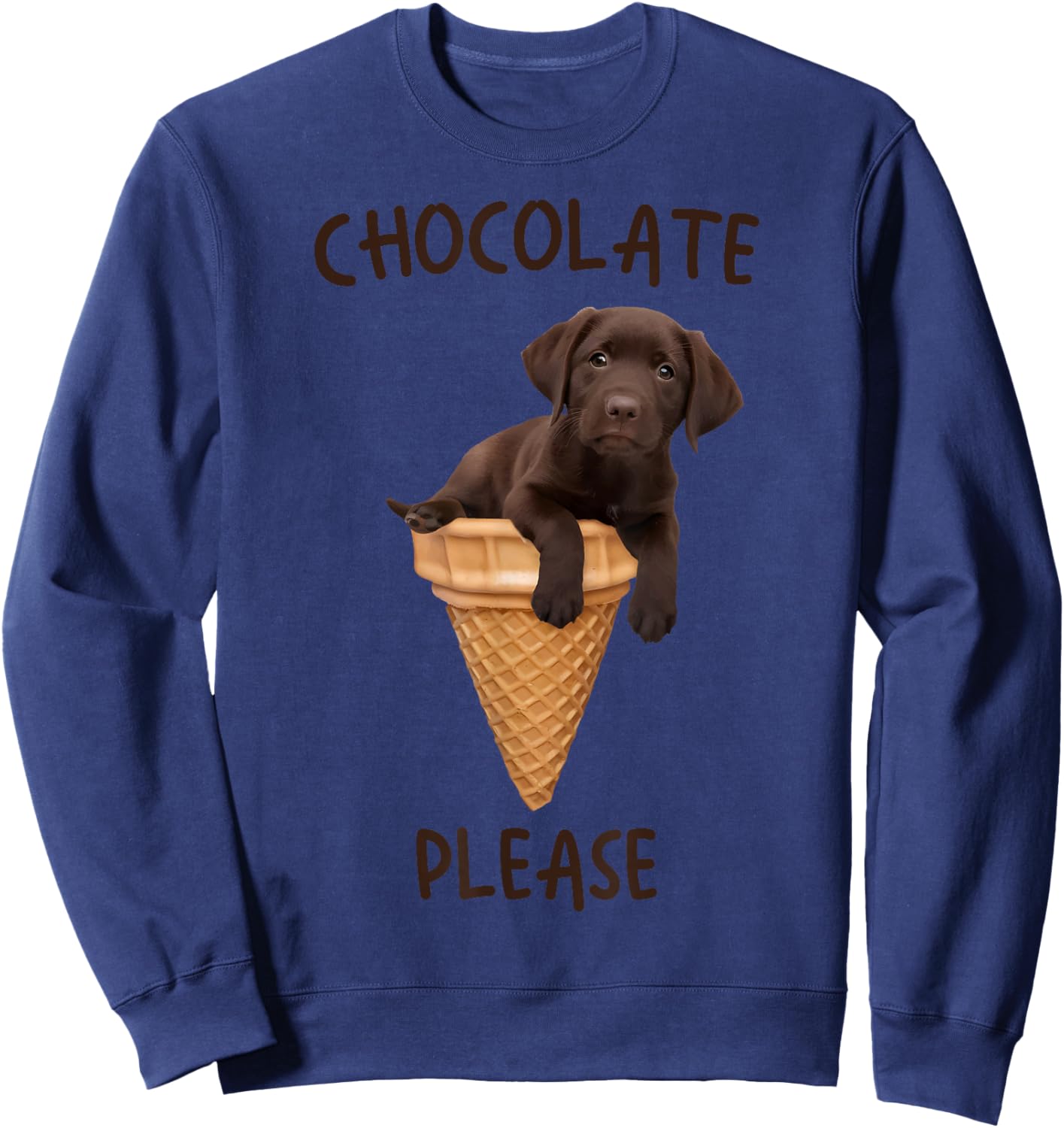 Chocolate Lab Waffle Cone Ice Cream Cute Labrador Puppy Dog Women Kids Sweatshirt - Sweatshirt | Navy