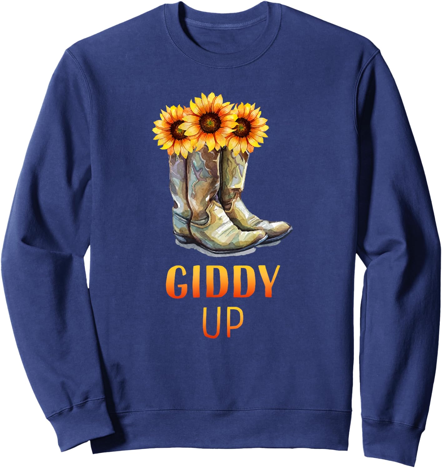 Giddy Up Cowgirl Boots Sweatshirt - Sweatshirt | Navy