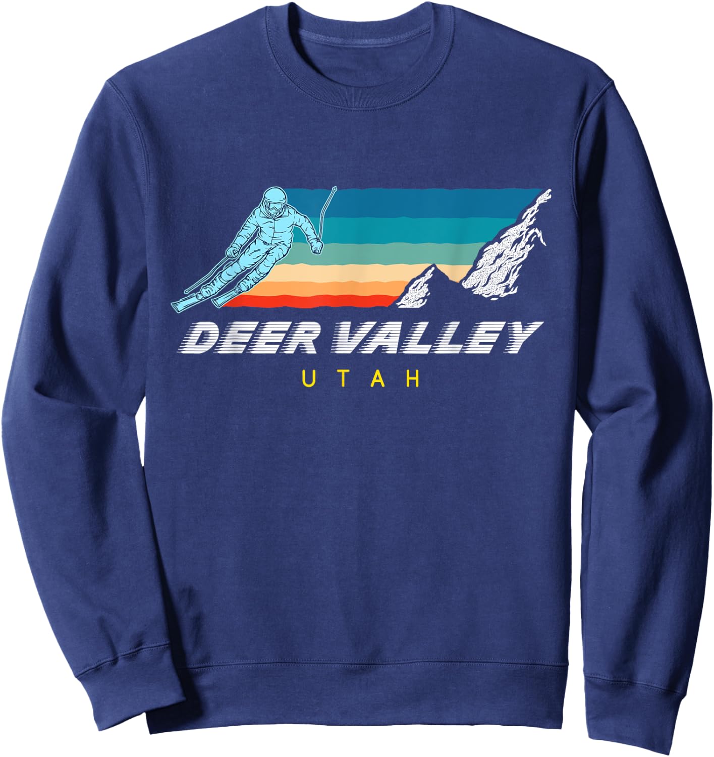 Deer Valley, Utah - USA Ski Resort 1980s Retro Sweatshirt - Sweatshirt | Navy