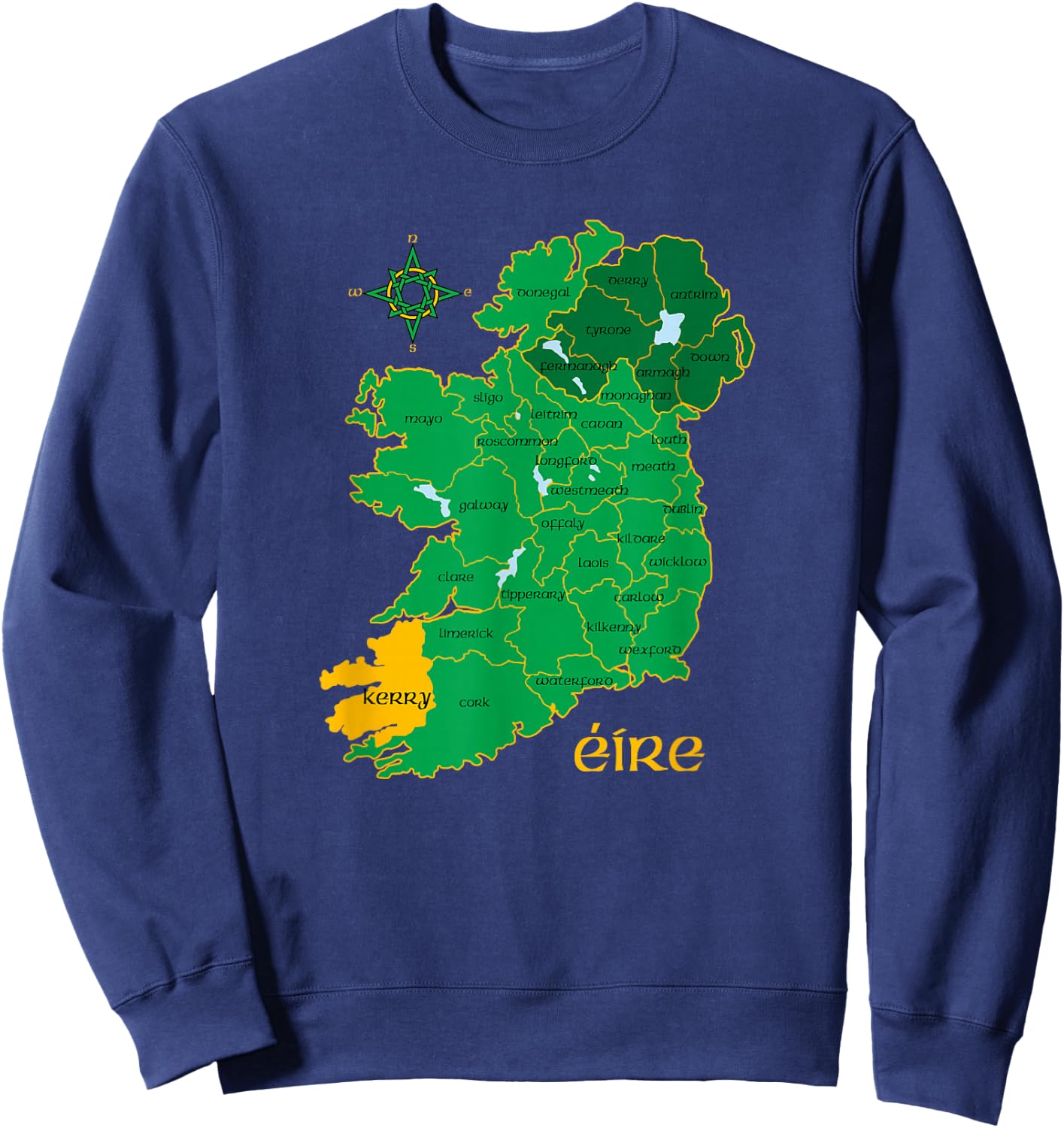 Kerry Ireland County Map Eire Irish Travel Sweatshirt - Sweatshirt | Navy