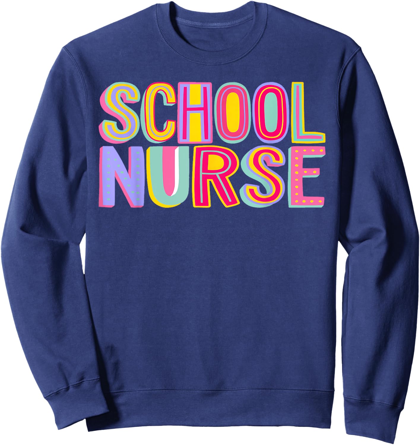 Retro School Nurse Nursing Groovy Nurse Retro Pink Nurse Sweatshirt - Sweatshirt | Navy