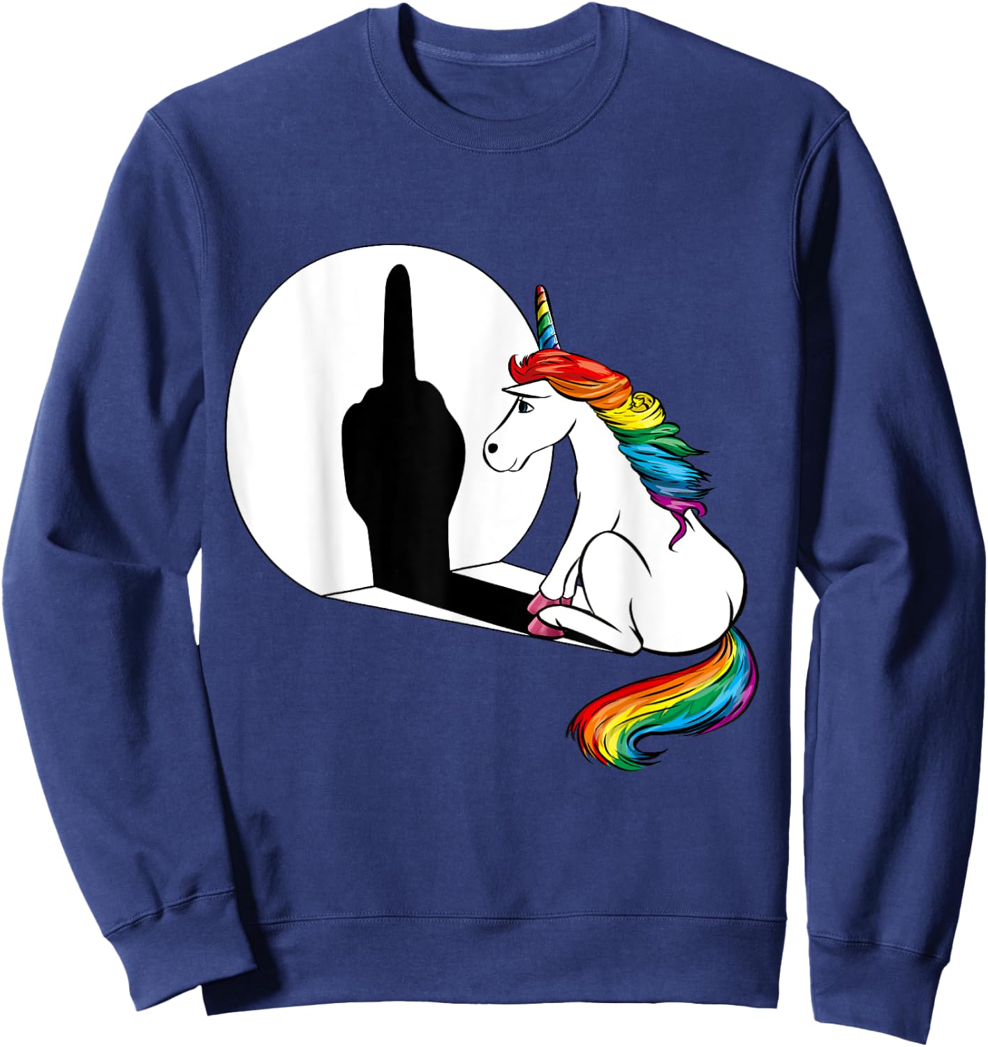 Unicorn Sarcasm Funny Shadow Unicorn Middle Finger Sweatshirt - Sweatshirt | Navy