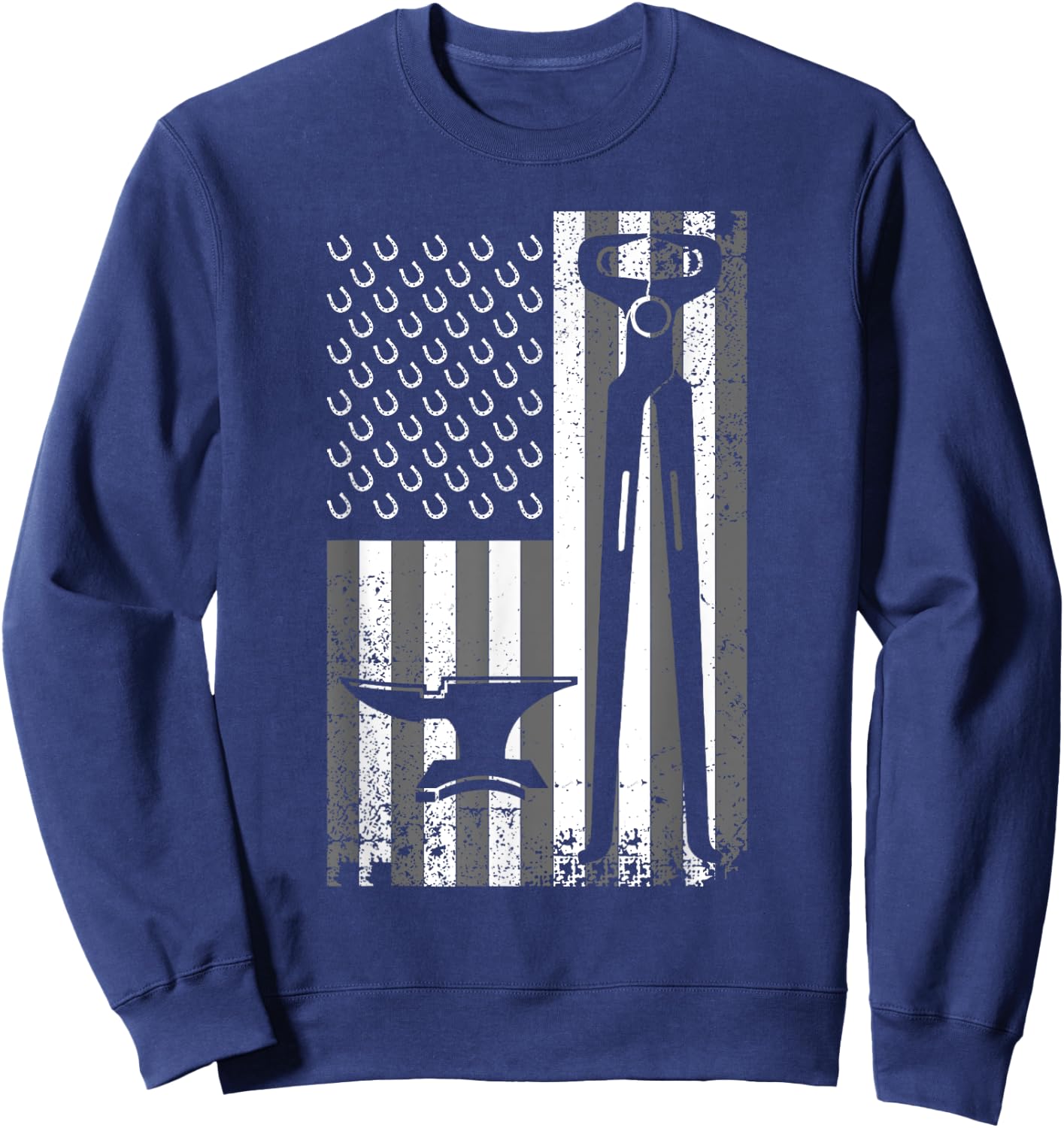 Funny Farrier Gift Cool Farrier Tools American Flag Sweatshirt - Sweatshirt | Navy