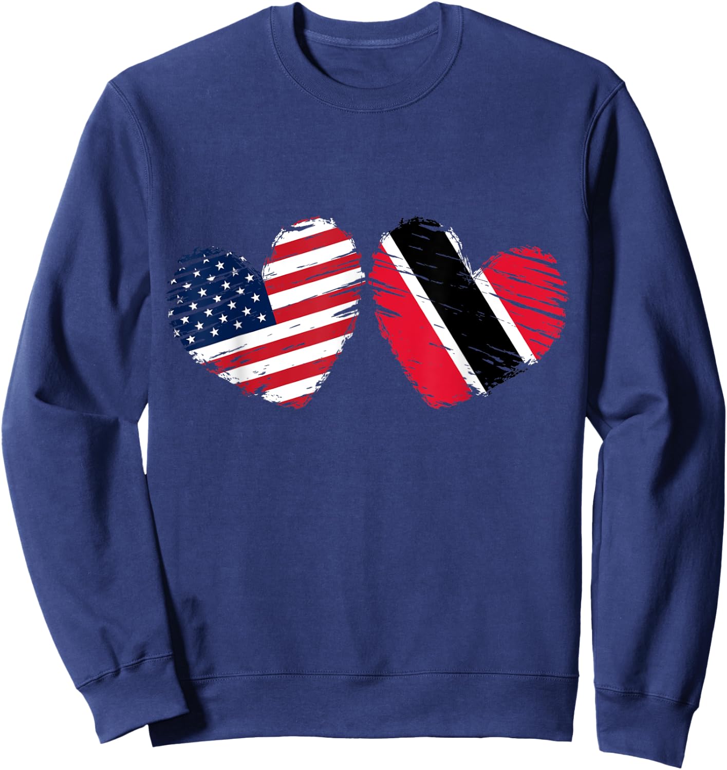 USA Trinidad and Tobago Flag Heart Trinbagonian American Sweatshirt - Sweatshirt | Navy